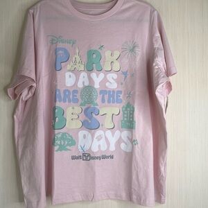 Disney Graphic/Embroidery Park Days Are The Best Days Short Sleeve Tee Pink 1X
